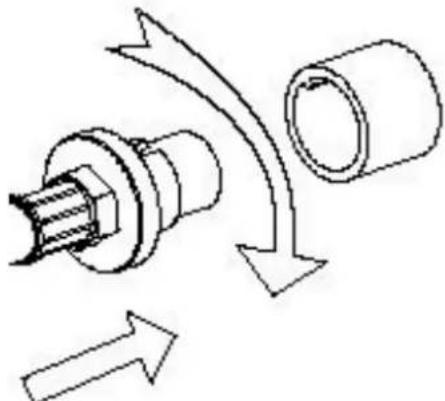 Diagram showing a mechanical component with curved arrows indicating motion or flow, no text or symbols present.