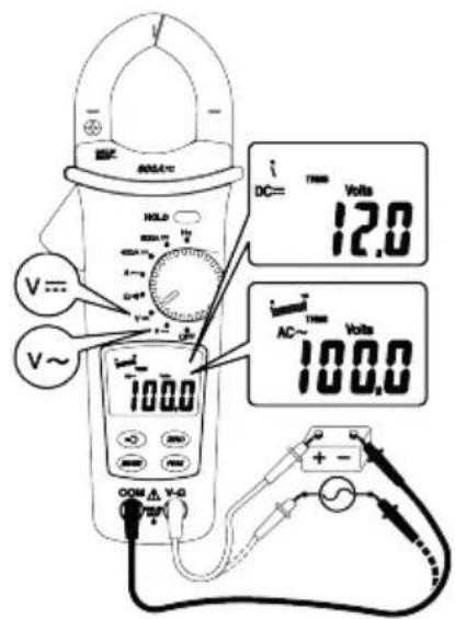 V= V~ 100.0 DC= 12.0 AC~ 100.0 COM A Y-A + -