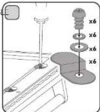 Technical diagram showing mechanical assembly with labeled components 'x6' and a spring-like component