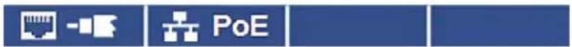Blue toolbar with icons for network device, printer, and PoE symbols