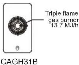 Triple flame gas burner 13.7 MJ/h CAGH31B