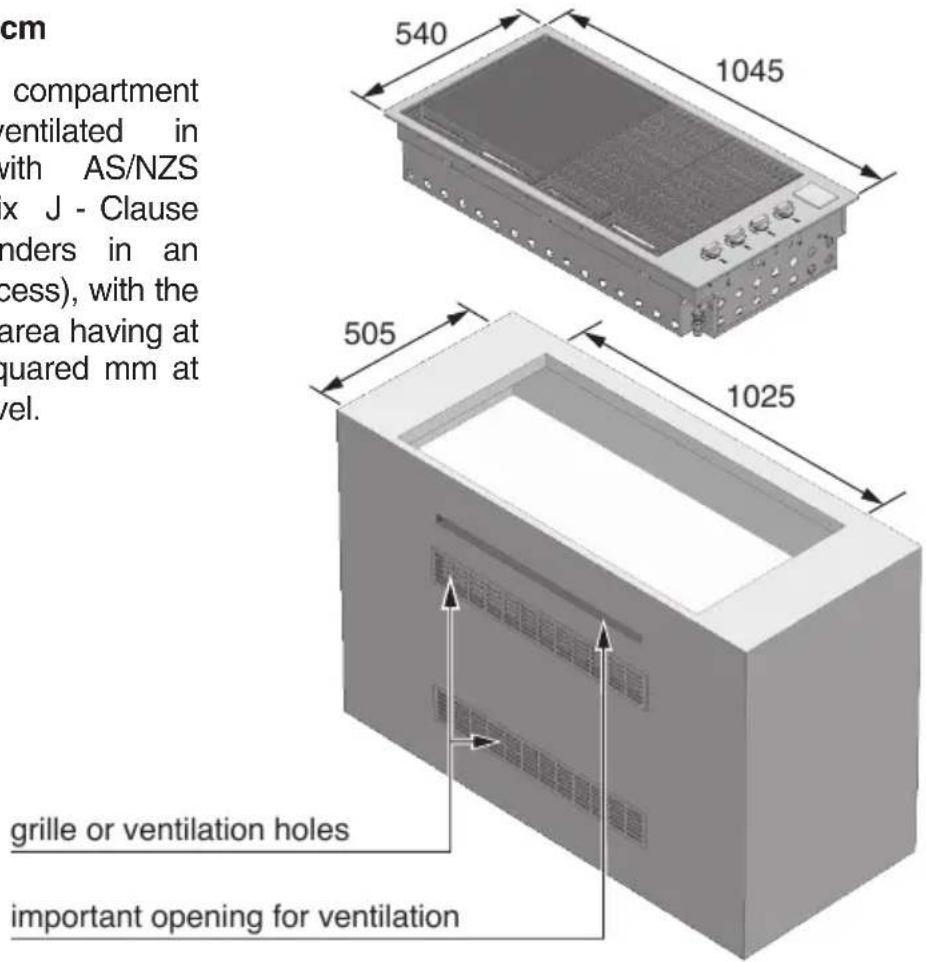 cm compartment ventilated in with AS/NZS x J - Clause nders in an cess), with the area having at quared mm at vel. 540 1045 505 1025 grille or ventilation holes important opening for ventilation