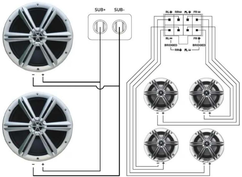 SUB+ SUB- RL+ RR+ FL+ FR+ RL- BRIDGED FR+ BRIDGED RR+ RL- Sub- Sub- Sub-