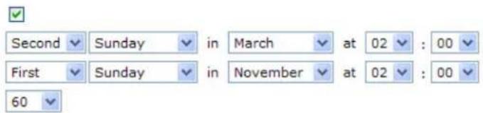 Second Sunday in March at 02 : 00 First Sunday in November at 02 : 00 60