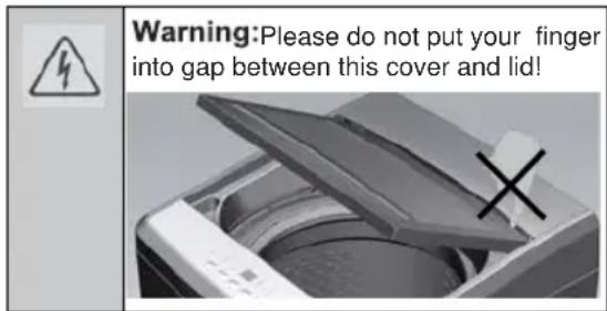 Warning:Please do not put your finger into gap between this cover and lid!