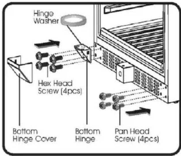 Hinge Washer Hex Head Screw (4pcs) Bottom Hinge Cover Bottom Hinge Pan Head Screw (4pcs)
