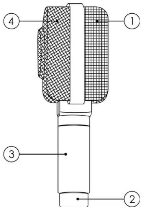 Technical diagram of a mechanical component with numbered parts labeled 1 to 4
