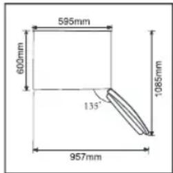 595mm 600mm 135° 1085mm 957mm