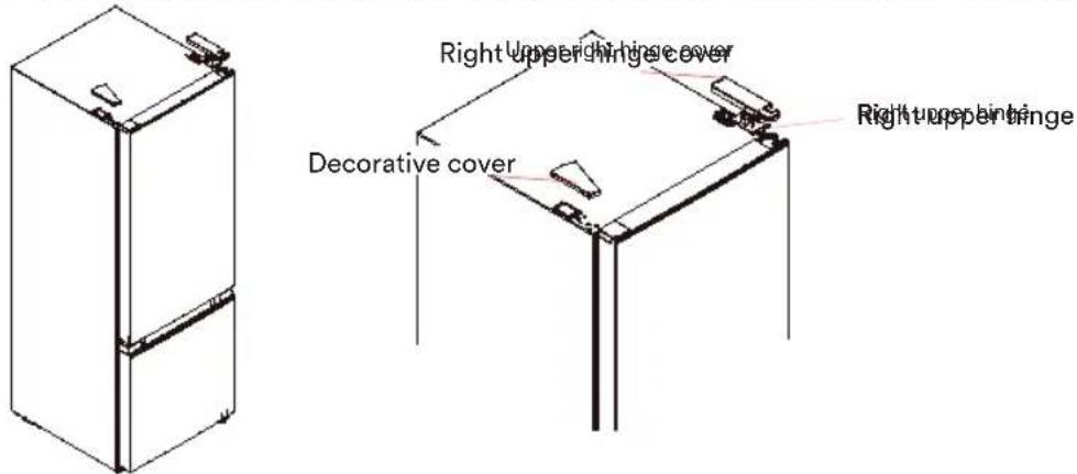Right upper/lower hinge cover Decorative cover Right upper/lower hinge
