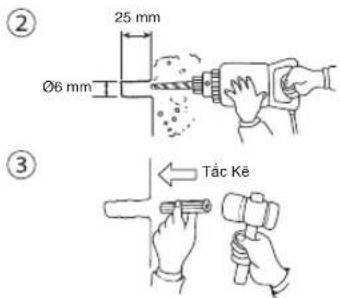 ② 25 mm Ø6 mm ③ Tác Kê