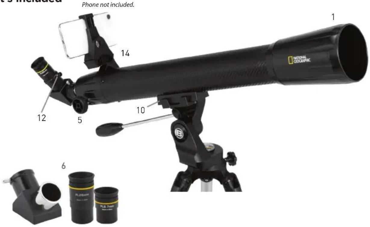 Phone not included. 1 NATIONAL GEOGRAPHIC 14 12 5 10 6 PL30mm PL30 Tann