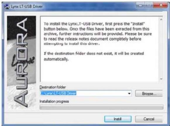 To install the LynxLT-USB Driver, first press the "Install" button below. Once the files have been extracted from this archive, further instructions will be provided. Please be sure to read the release notes document completely before attempting to install this driver. If the destination folder does not exist, it will be created automatically. Destination folder C:\LynxLT-USB Driver Installation progress Browse... Install Cancel