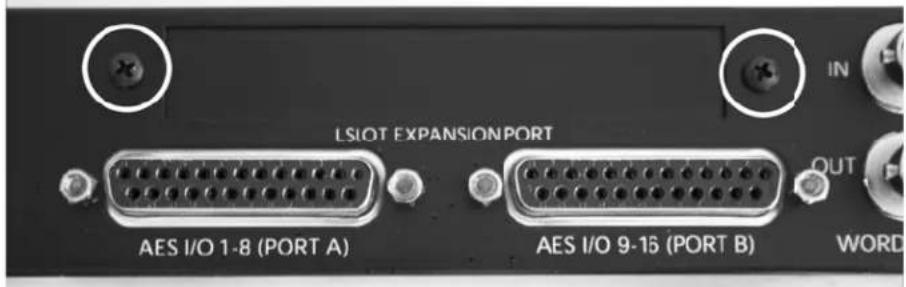 LSIOT EXPANSIONPORT AES I/O 1-8 (PORT A) AES I/O 9-16 (PORT B) IN OUT WORD