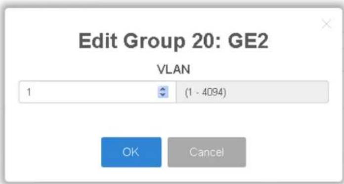 Edit Group 20: GE2 VLAN 1 (1 - 4094) OK Cancel