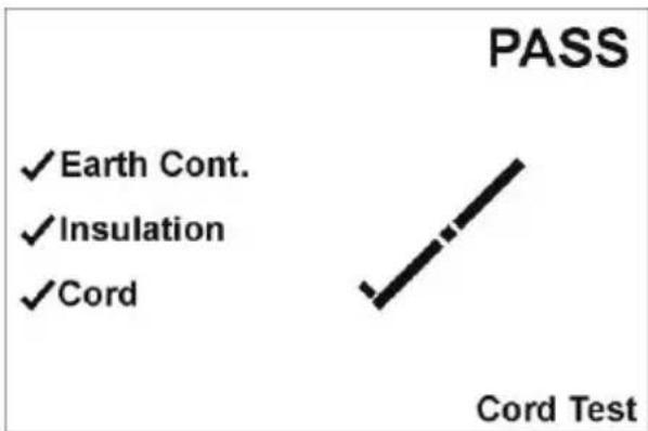 PASS ✓ Earth Cont. ✓ Insulation ✓ Cord Cord Test