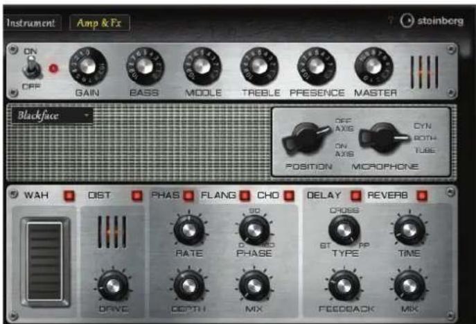 Instrument Amp & Px ON OFF GAIN BASS MIDDLE TREBLE PRESENCE MASTER Blackface Position MICROPHONE WH DIST PHAS FLANG CHO DELAY REVERB DRWD RATE SP D WM PHASE CROSSE BT TYP TYPE TIME FECOACK MIX