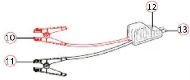 Diagram of a mechanical or electrical device with numbered components, likely a clamp or connector assembly.