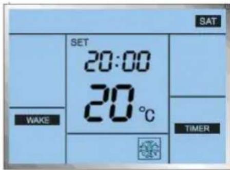 SAT SET 20:00 20°C WAKE TIMER