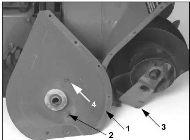 Technical diagram of a mechanical component with numbered parts labeled 1, 2, 3, and 4