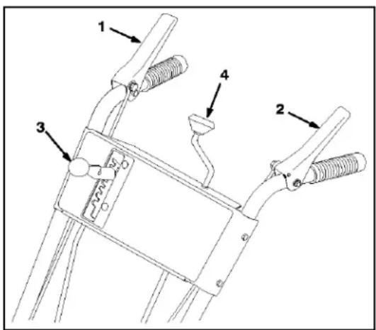 Technical diagram of a mechanical device with numbered components and labeled parts
