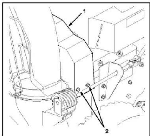Technical diagram showing mechanical assembly with labeled parts 1 and 2, likely for vehicle or industrial control.