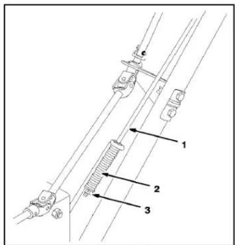 Technical diagram of a mechanical assembly with labeled parts 1, 2, and 3