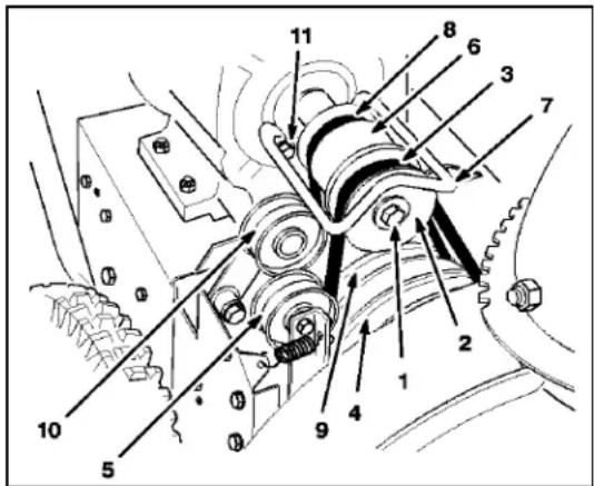 Technical diagram of a mechanical assembly with numbered components for identification