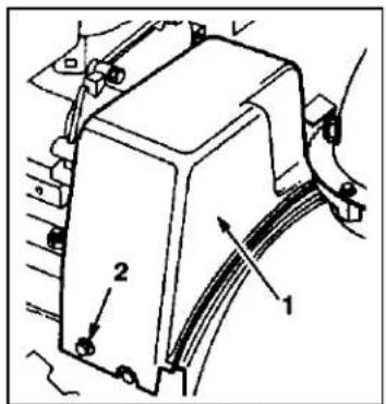 Technical diagram of a mechanical assembly with labeled parts 1 and 2