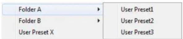 Folder A Folder B User Preset X User Preset1 User Preset2 User Preset3