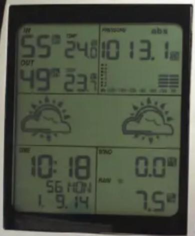 IN 55° 24.6 OUT 49° 23.9 PRESSURE abs 10 13.1 TIME 10:18 56 HON 1.9.14 SINO RAW 0.0 7.5