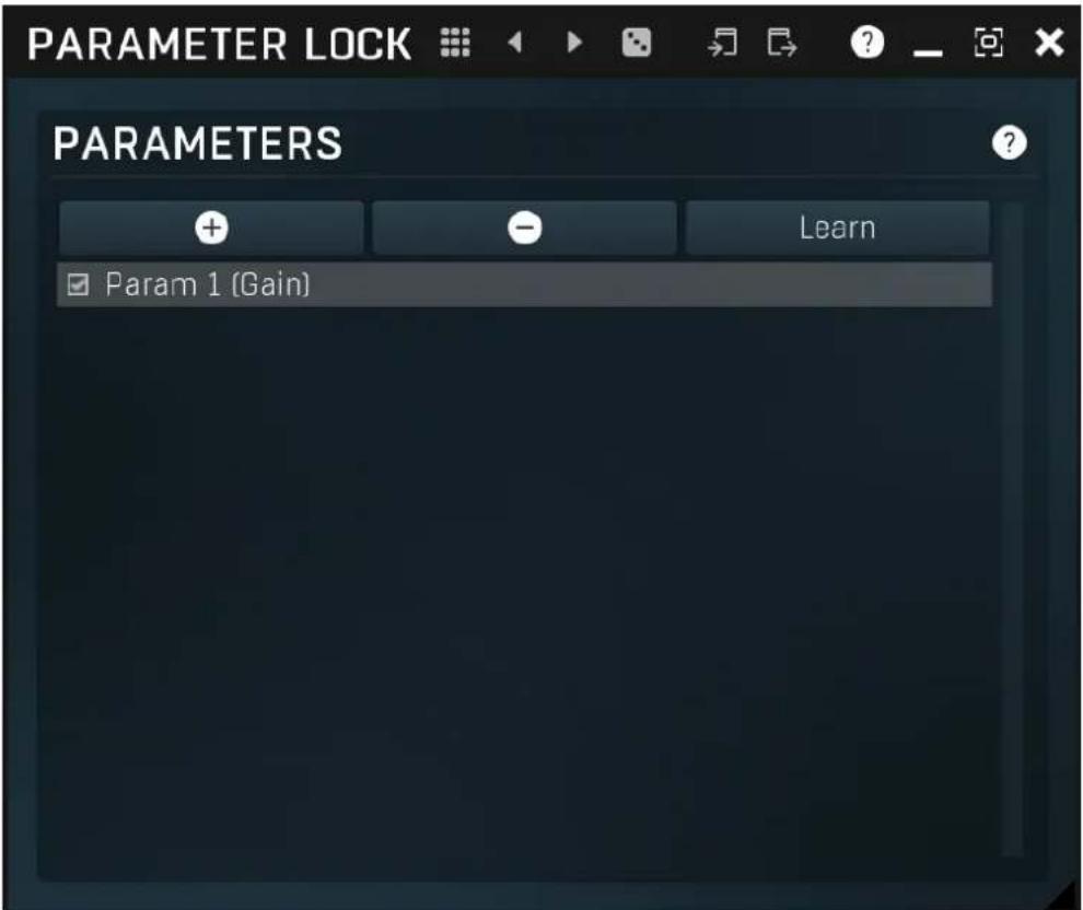 PARAMETER LOCK PARAMETERS + - Learn Param 1 (Gain)