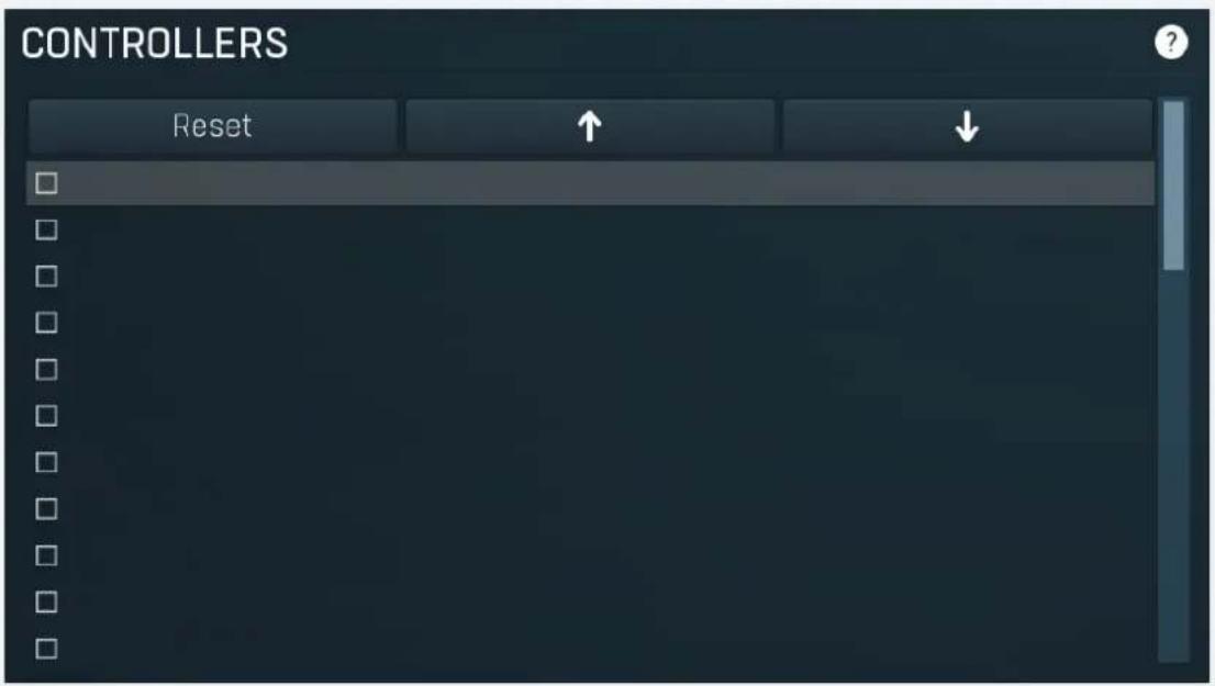 CONTROLLERS Reset ↑ ↓