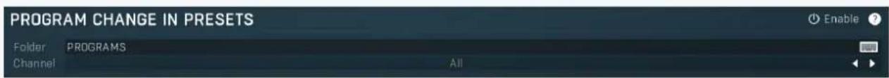 PROGRAM CHANGE IN PRESETS Folder: PROGRAMS Channel: All