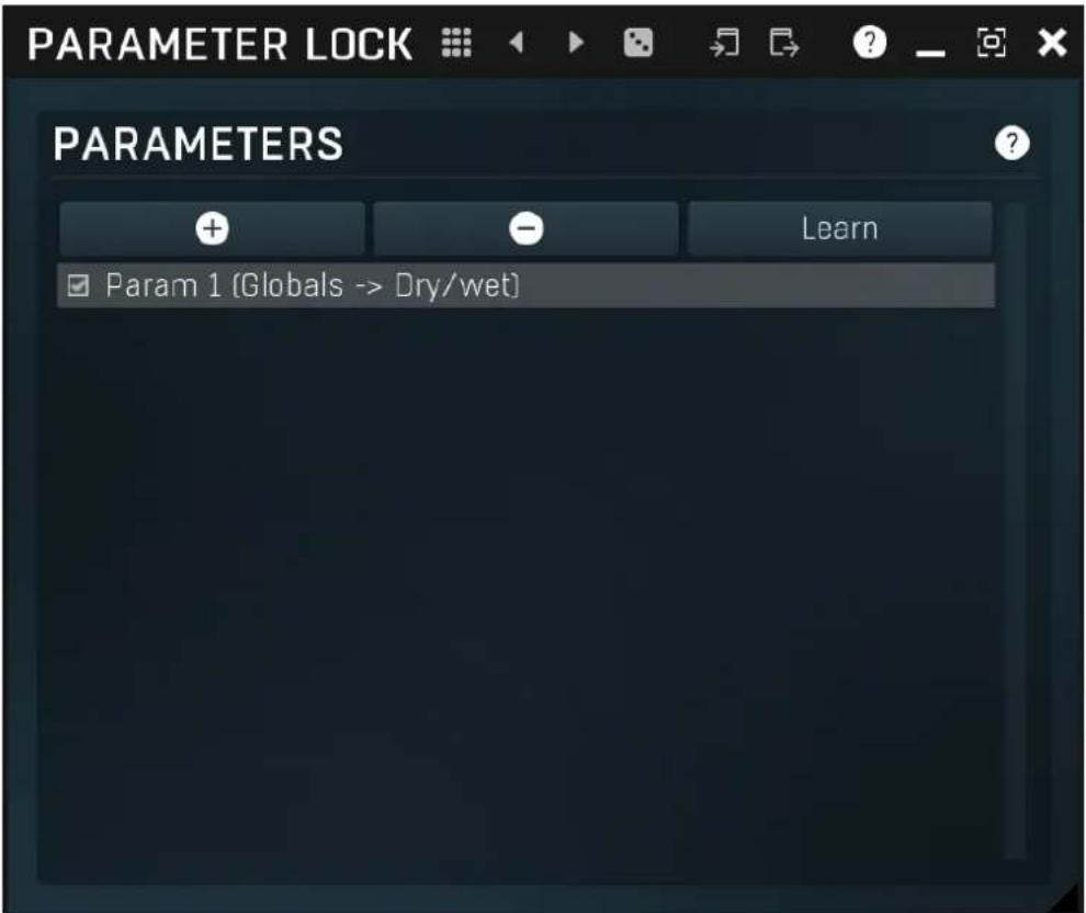 PARAMETER LOCK PARAMETERS + - Learn Param 1 (Globals -> Dry/wet)
