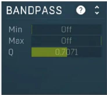 BANDPASS Min Off Max Off Q 0.7071