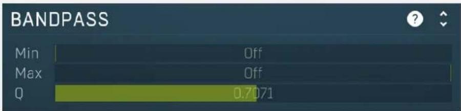 BANDPASS Min Off Max Off Q 0.7071