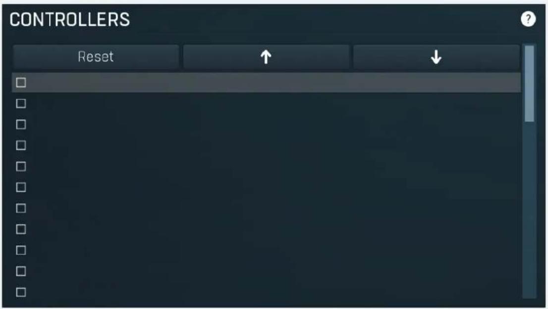 CONTROLLERS Reset ↑ ↓
