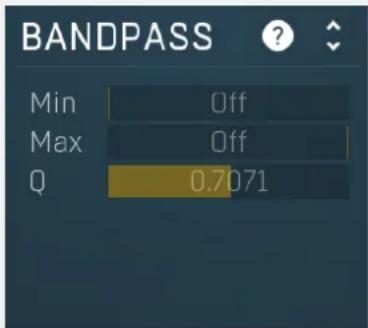 BANDPASS Min Off Max Off Q 0.7071