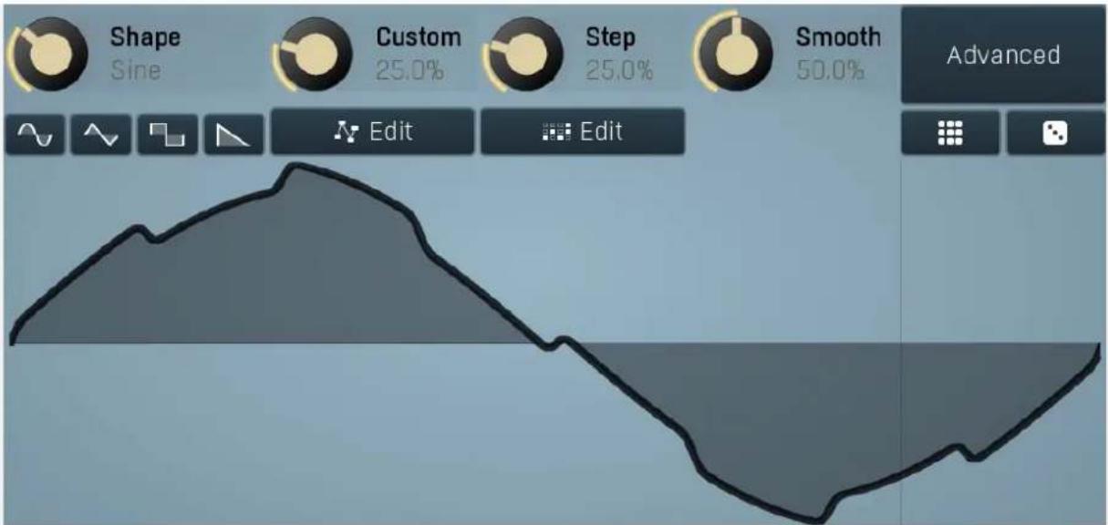 Shape Sine Custom 25.0% Step 25.0% Smooth 50.0% Advanced Edit Edit