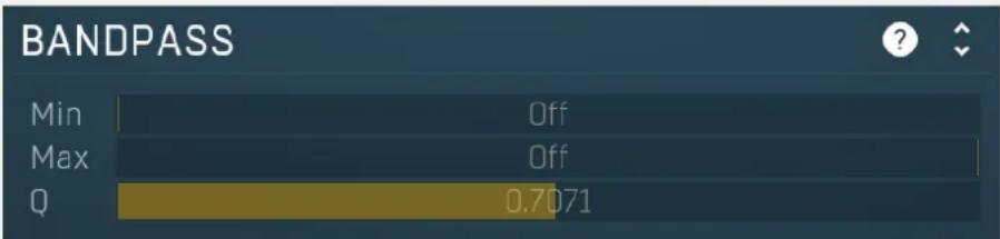 BANDPASS Min Off Max Off Q 0.7071