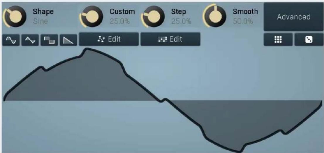 Shape Sine Custom 25.0% Step 25.0% Smooth 50.0% Advanced Edit Edit