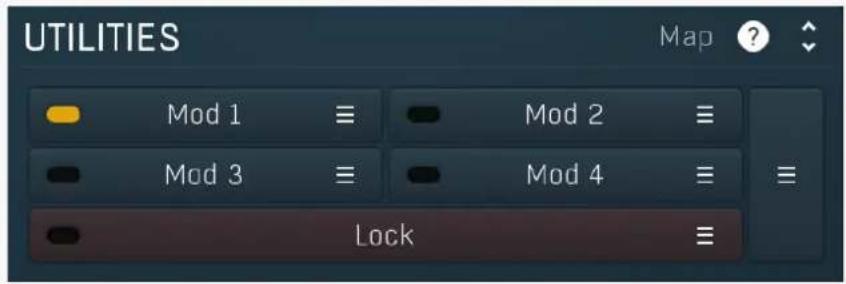 UTILITIES Map ? Mod 1 Mod 2 Mod 3 Mod 4 Lock ≡