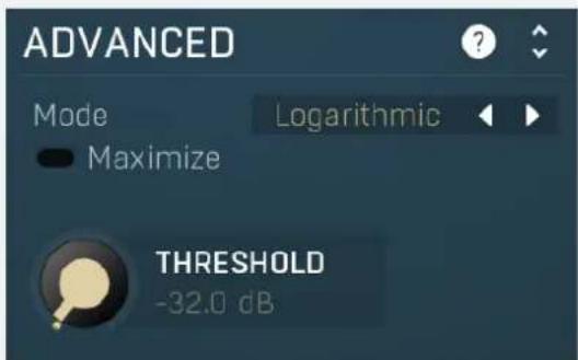 ADVANCED Mode Logarithmic Maximize THRESHOLD -32.0 dB