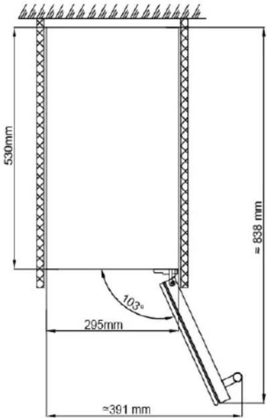 530mm ≈838 mm 103° 295mm ≈391 mm