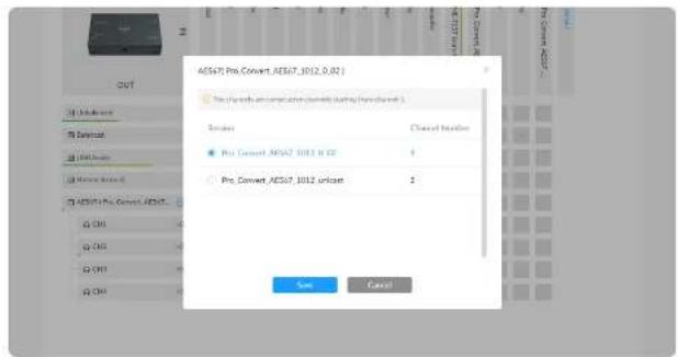 ACSI71 Pro Convert, AES67, 1012.0.02 To which the configuration channels (including hyperchannel) Smoker Channel Header ● Pro Convert, AES67, 1012.0.02 ○ Pro Convert, AES67, 1012.0.02 2 Save Cancel