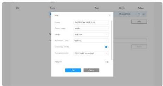 Name: 542422461008 0.02 Group server: public Mode: FullMDI Reference (Used): SWAPTE Discovery server: Transport status: TCP Unit Connection Follow: OK Cancel