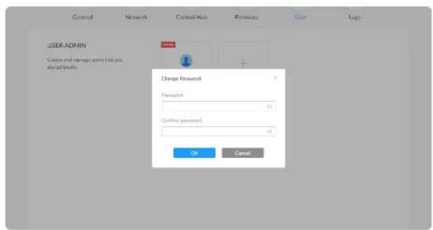 General Network Control Hub Password User Tags USER ADMIN Create and manage points that are added bits. Change Password Password: Password: 确定 password OK Cancel
