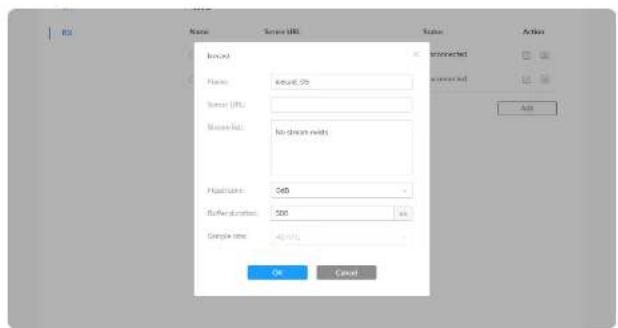 Name Source URL Status Bound Name: Bread.03 Source URL: Message ID: No claim needs Default: 540 Buffer duration: 500 Sample type: OK Cancel Action Connected Connected Add