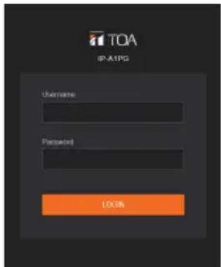 TOA IP-A1PG Username Password LOGIN