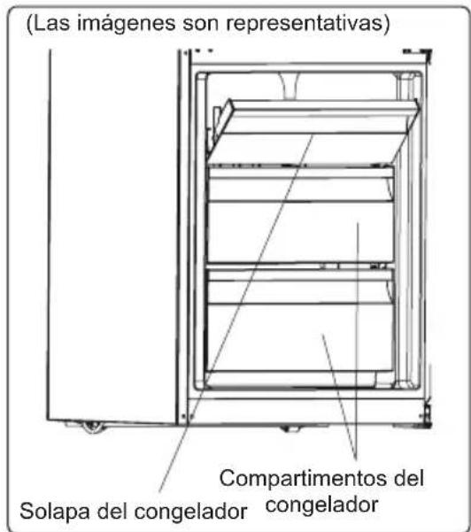 (Las imágenes son representativas) Compartimentos del Solapa del congelador congelador